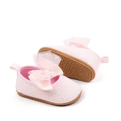 Zapatos de cuna con lazo para niñas – Suela antideslizante suave