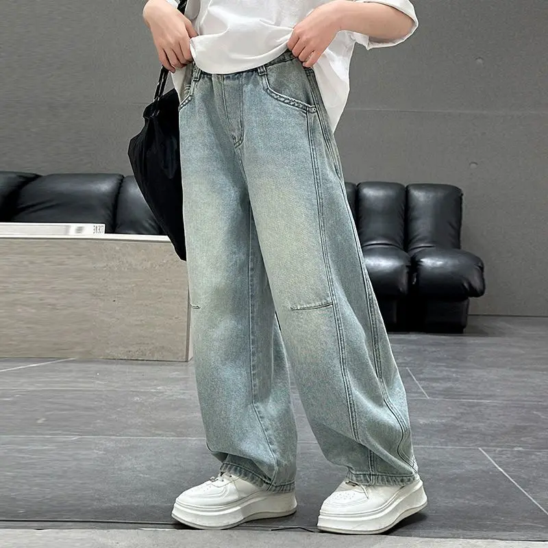 Pantalones vaqueros anchos de pierna recta para niña - imagen 2