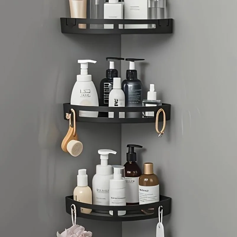 Estantes de esquina curvos de plástico resistente para baño - imagen 5
