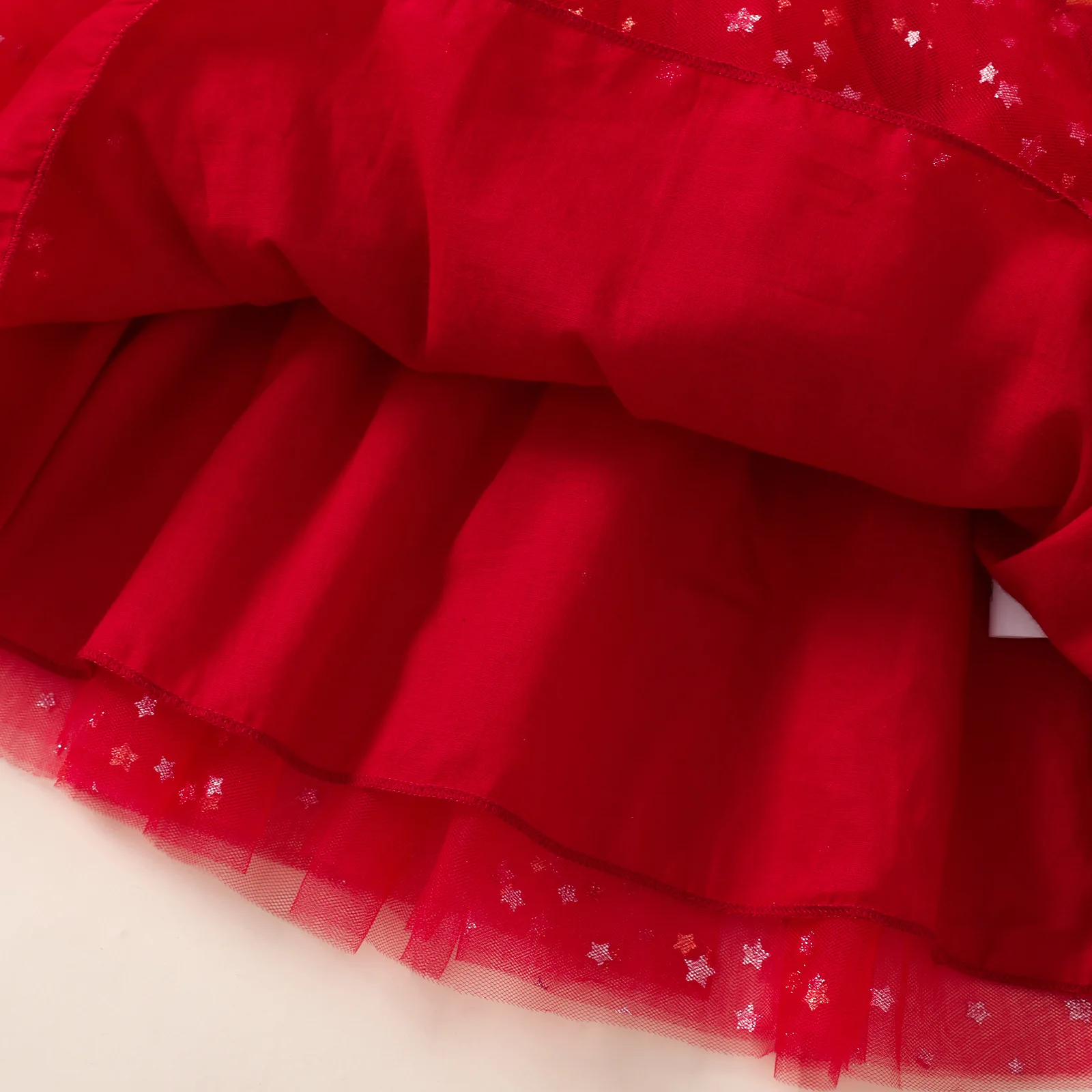 Vestido de fiesta infantil princesa otoño con encaje rojo - imagen 4