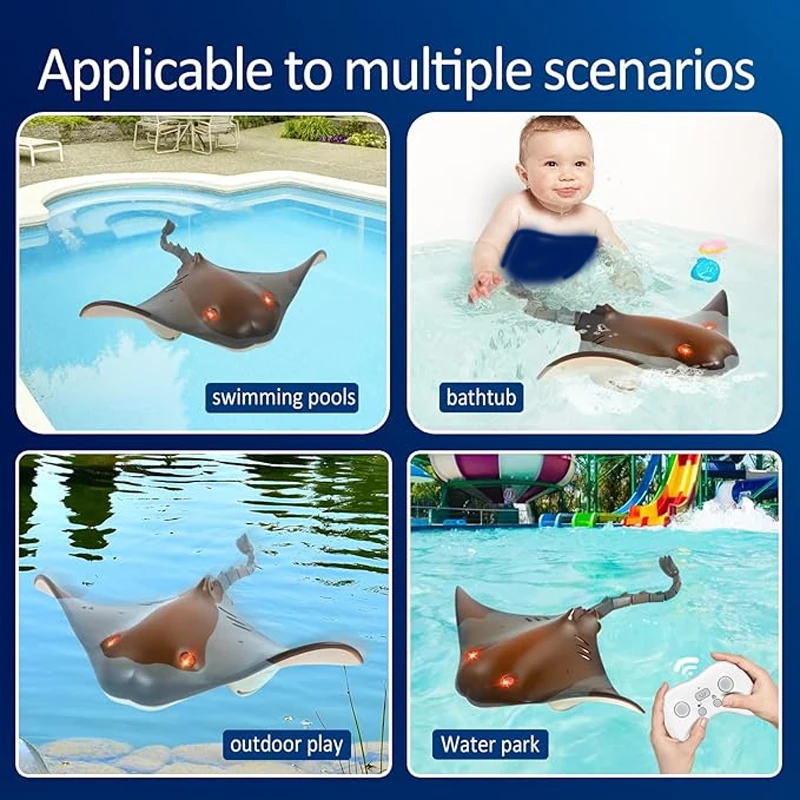 Barco teledirigido infantil con forma de raya manta para piscina - imagen 3