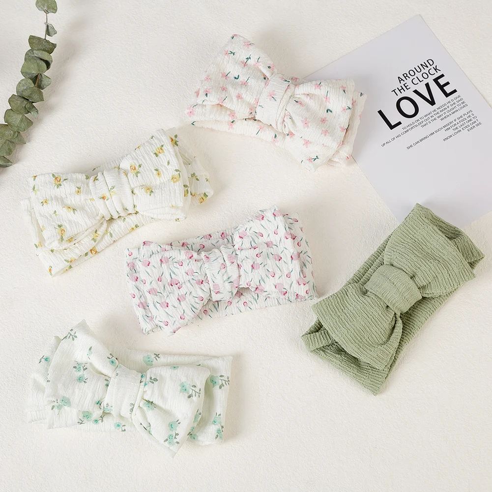 Diadema lazo floral elástica para bebé – Ajustable y suave - imagen 2