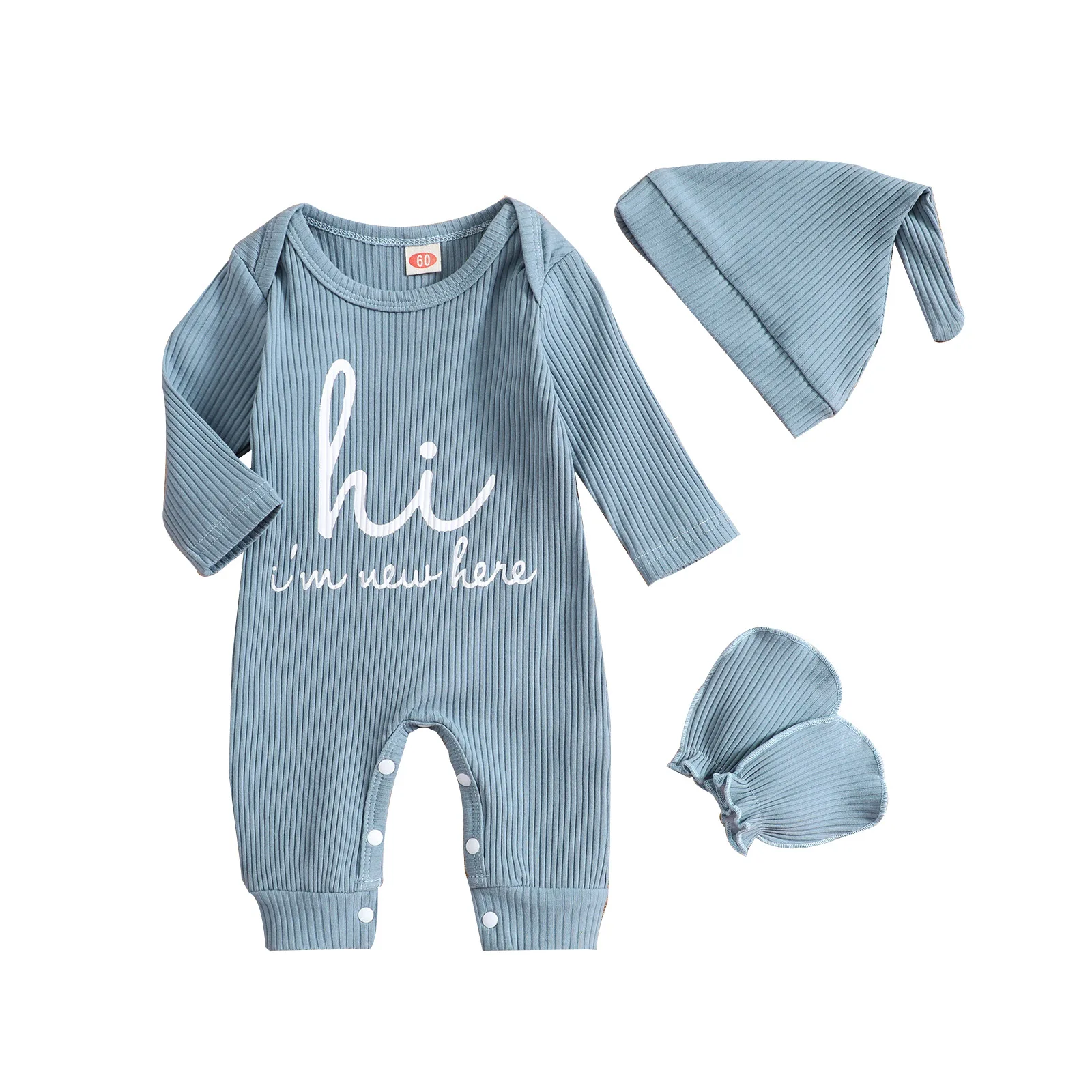 Conjunto de mameluco para bebé de otoño con letras y capota - imagen 2