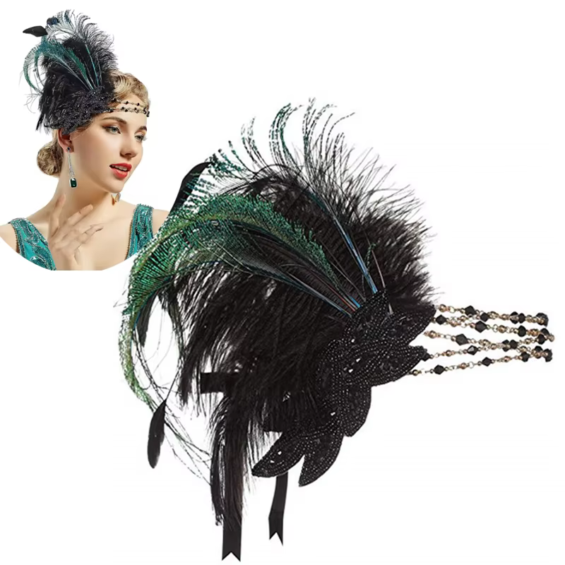 Diadema de plumas estilo Art Déco años 20 - imagen 5