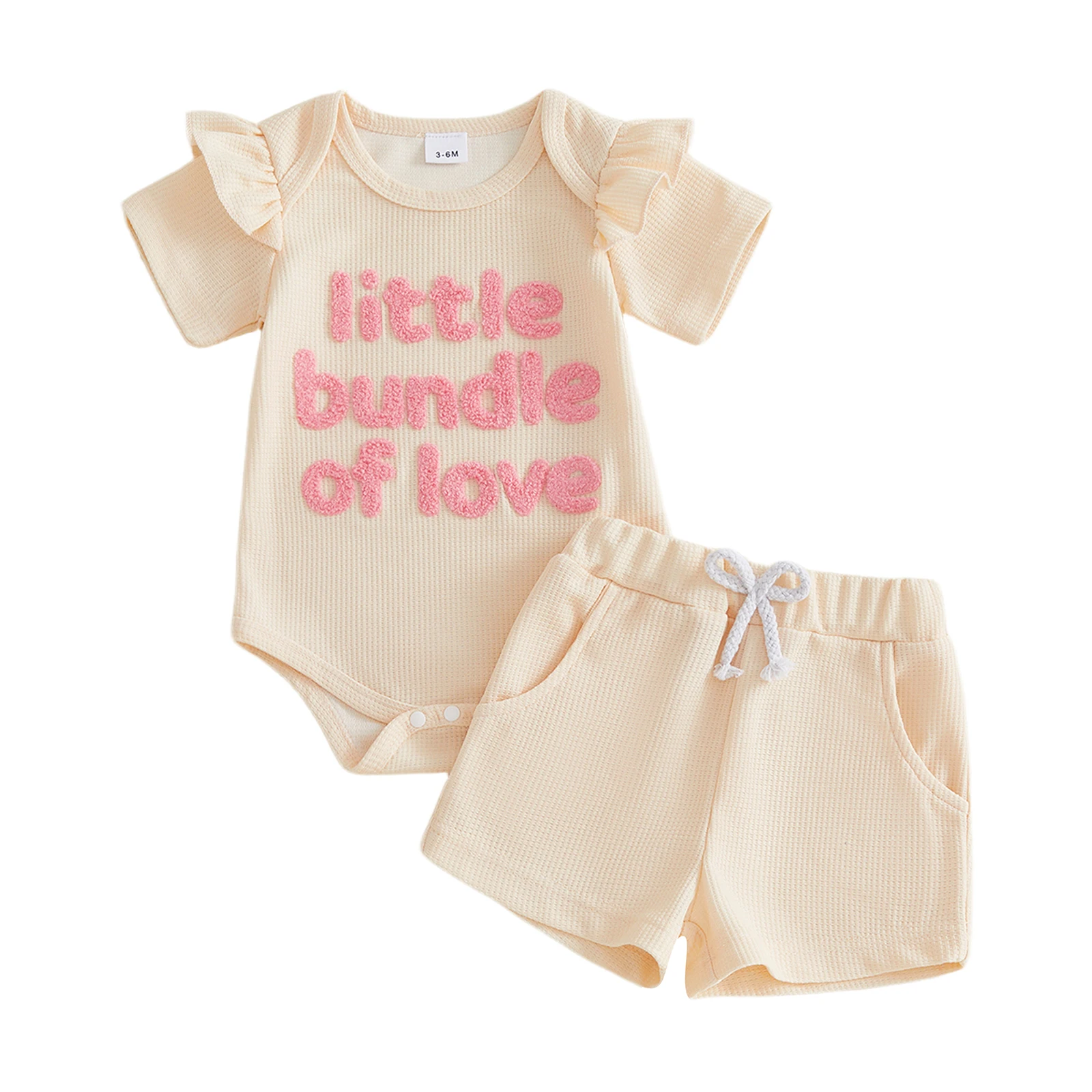Conjunto de verano para niña con mono y letras bordadas - imagen 3