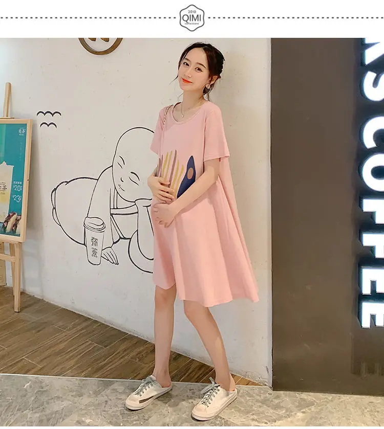 Vestido de maternidad suelto con estampado de peces dulces