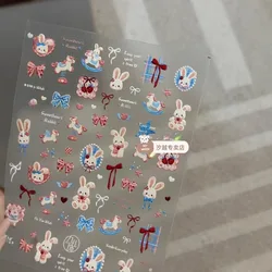 Pegatinas de conejo con fresas estilo tierno para decorar manualidades