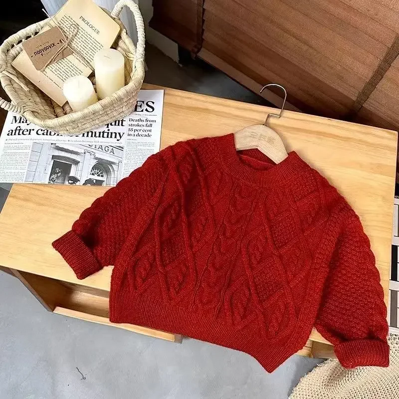 Jersey de punto niña cuello redondo cálido para invierno - imagen 3