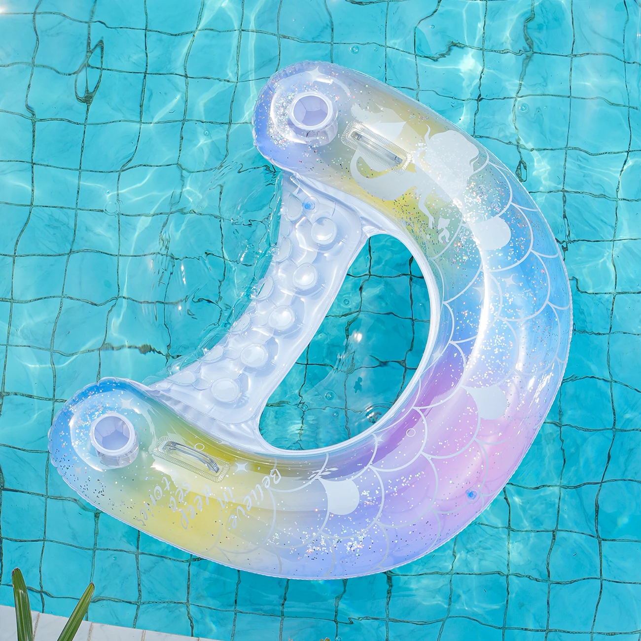 Hamaca inflable U con lentejuelas para piscina de bebé - imagen 4
