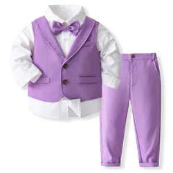Chaleco con corbata de caballero para niño - Top y pantalón blancos