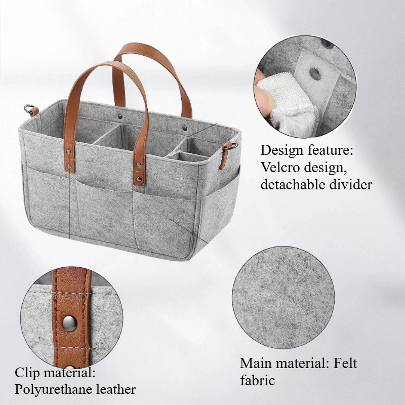 Bolsa de pañales de fieltro para mamá y bebé organizadora - imagen 2