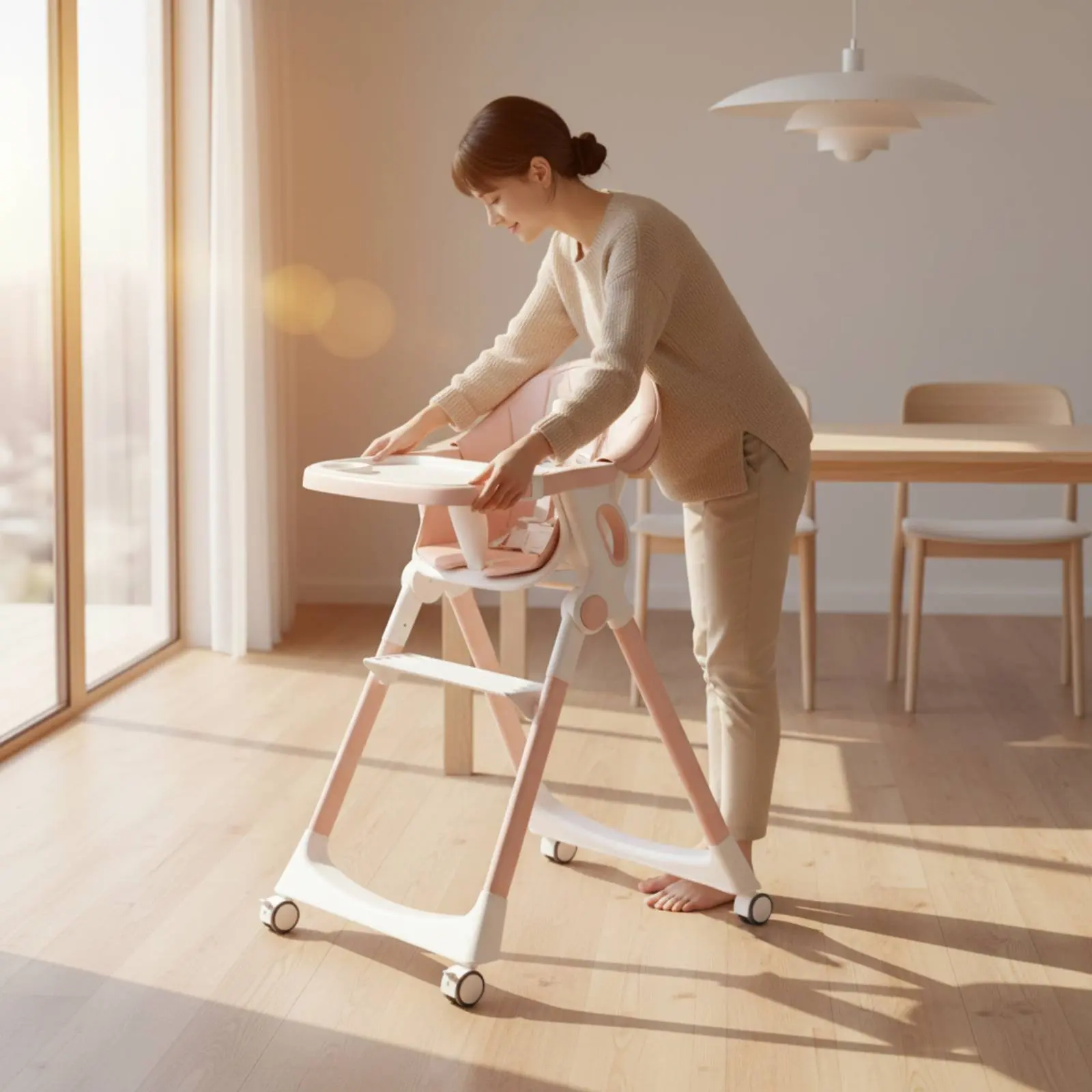 Silla alta de comedor ajustable para bebé con acolchado PU - imagen 5
