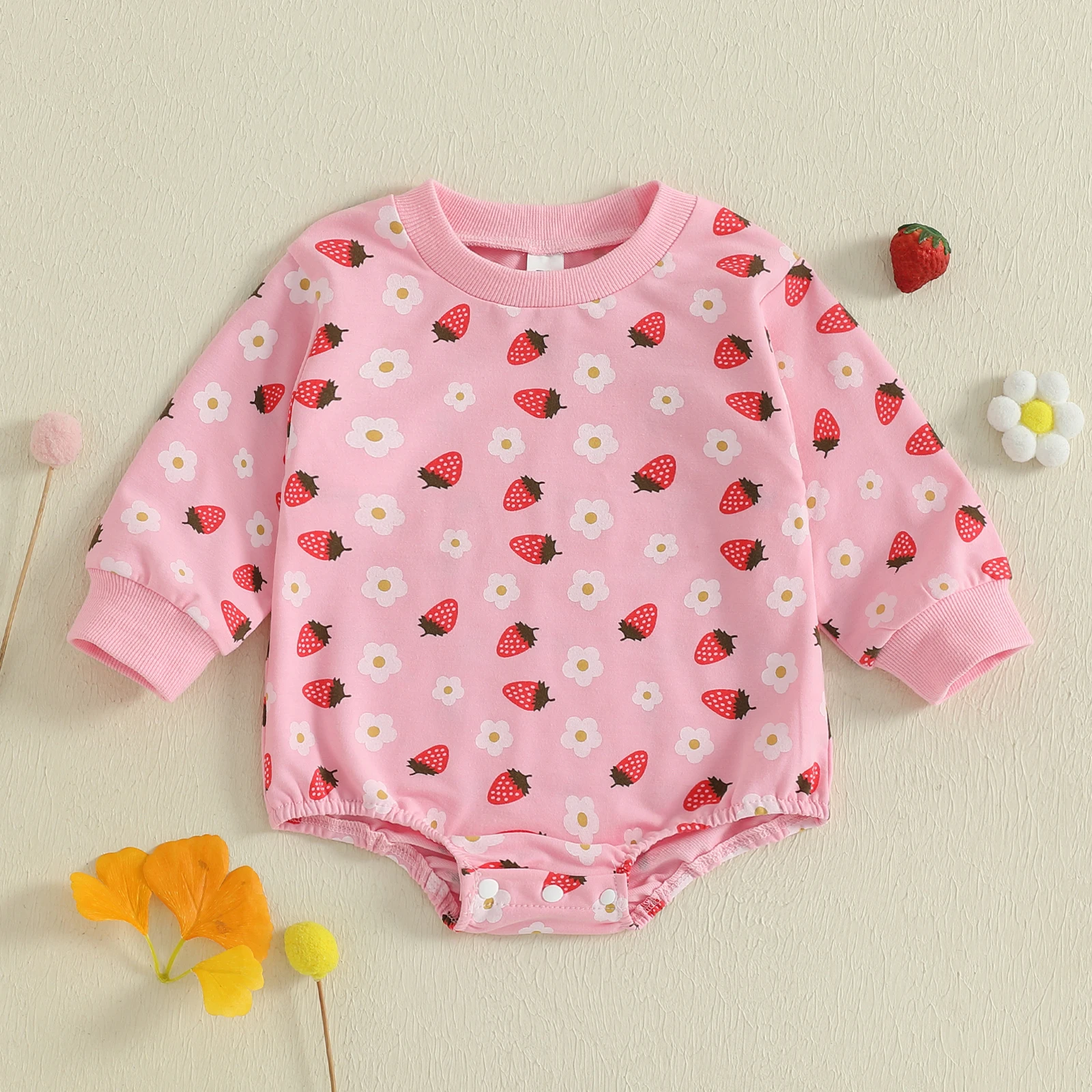 Tregren pelele niña de manga larga con estampado floral de fresa - imagen 2