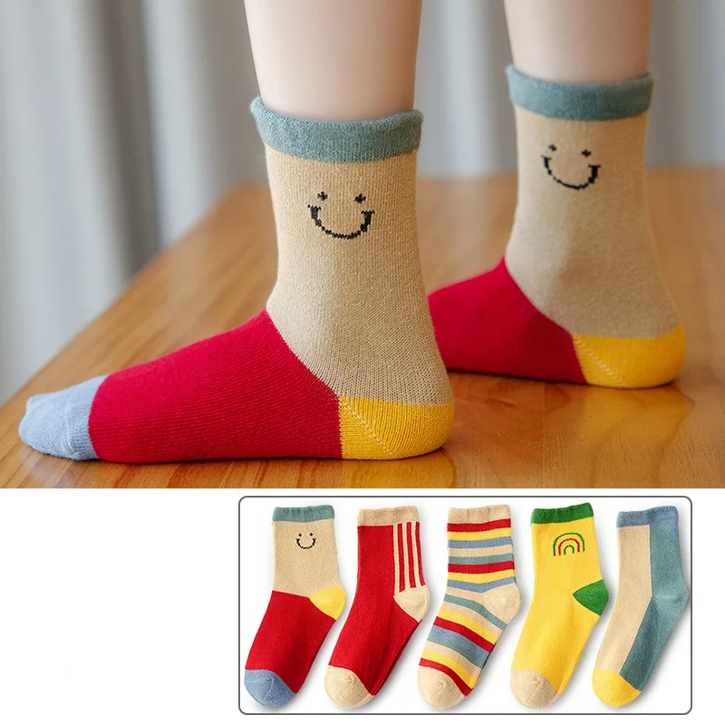 Calcetines tobilleros de algodón a rayas arcoíris unisex para niños - imagen 2