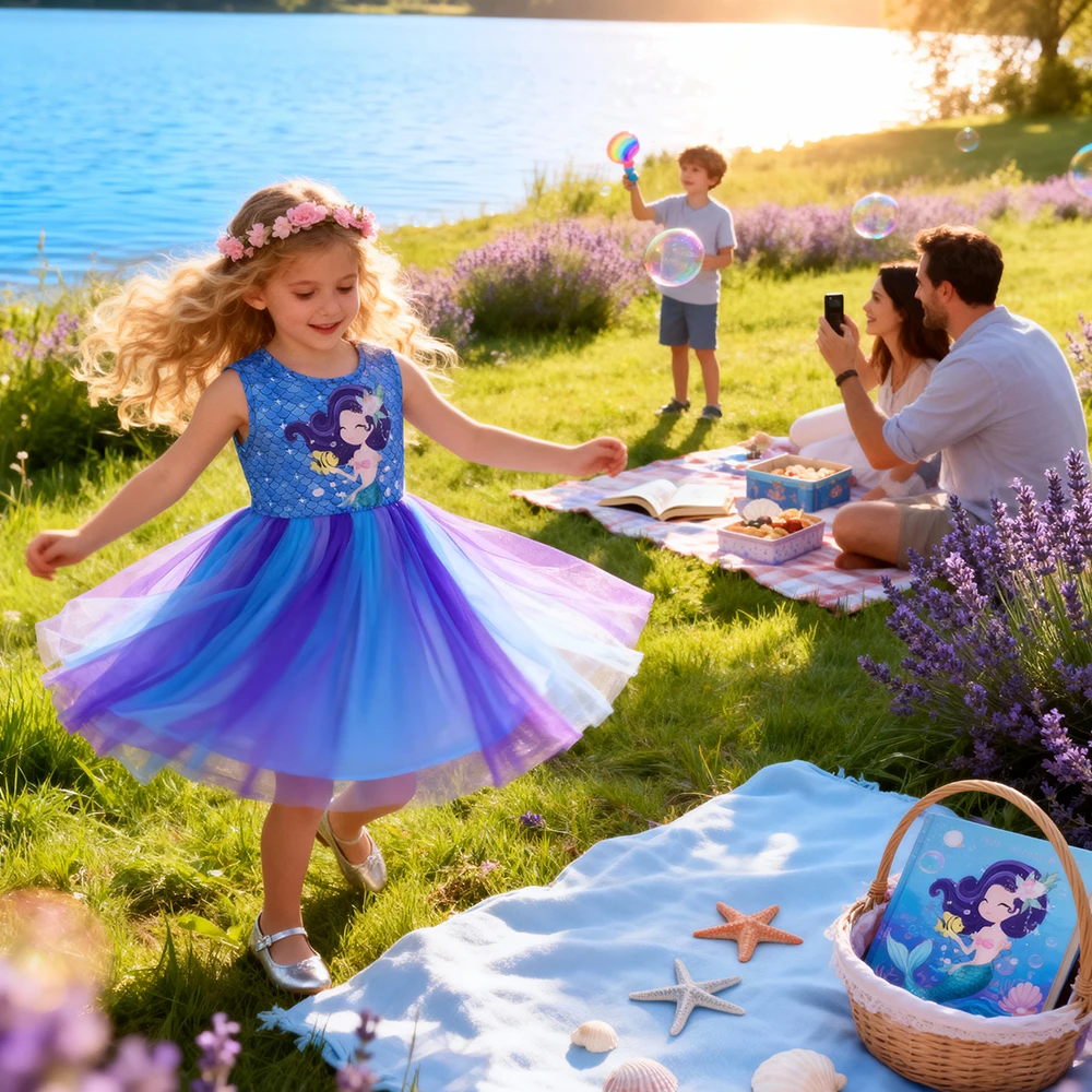 DXTON vestido de sirena sin mangas para niña de verano - imagen 5