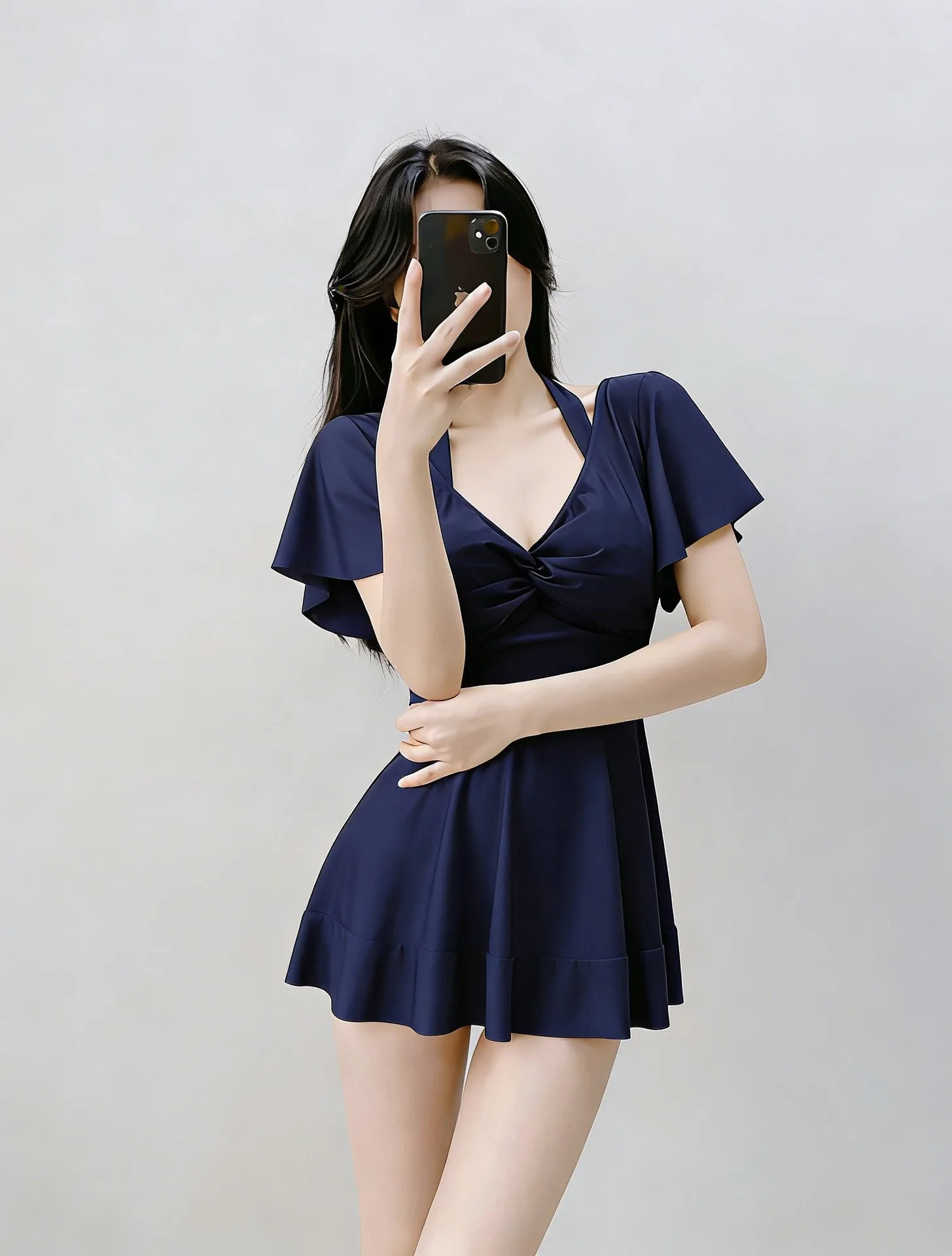 Traje de baño de una pieza con aros fruncido adelgazante - imagen 3