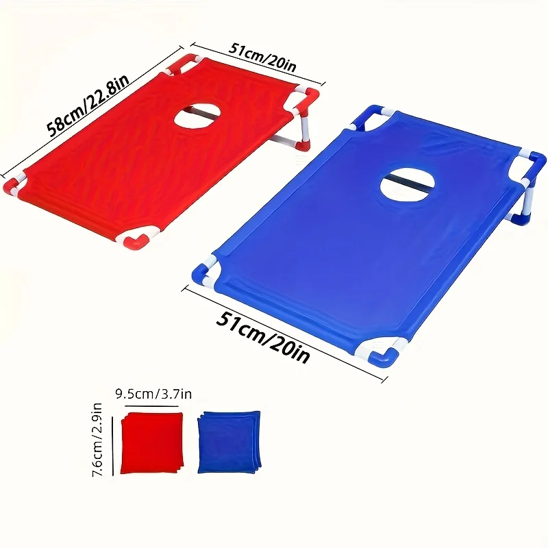 Juego portátil de agujero maíz rojo azul bolsa playa plegable
