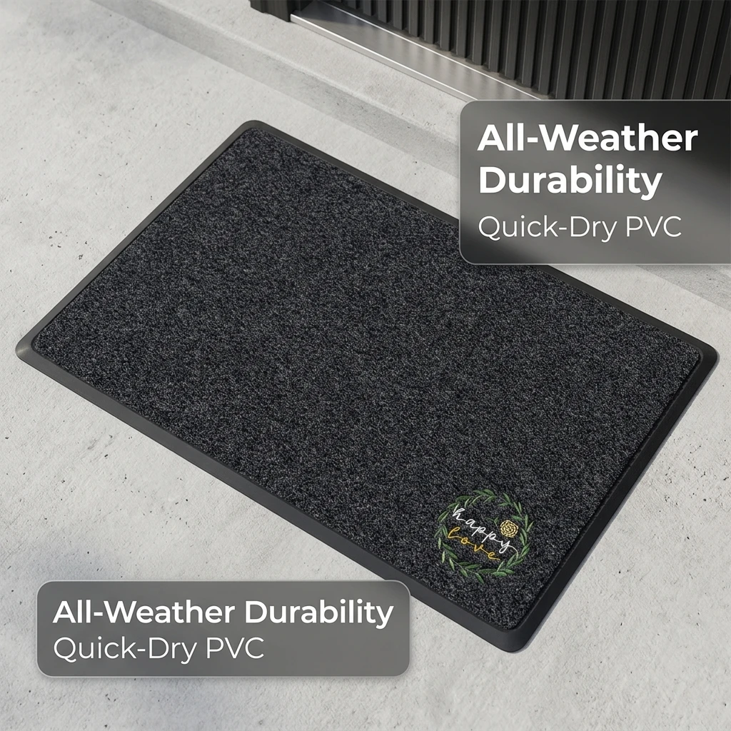 Tapete antideslizante de PVC gris oscuro, secado rápido - imagen 4