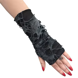 Guantes góticos negros largos sin dedos – Estilo festival unisex
