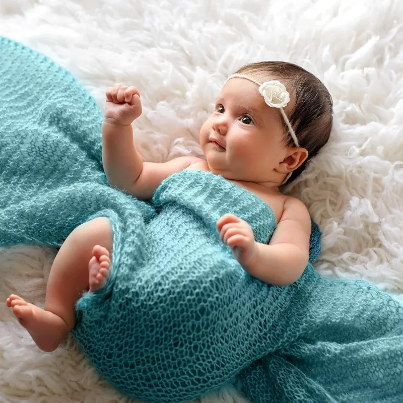 Envoltura elástica de algodón acrílico para fotos de bebé – Ondulada - imagen 3