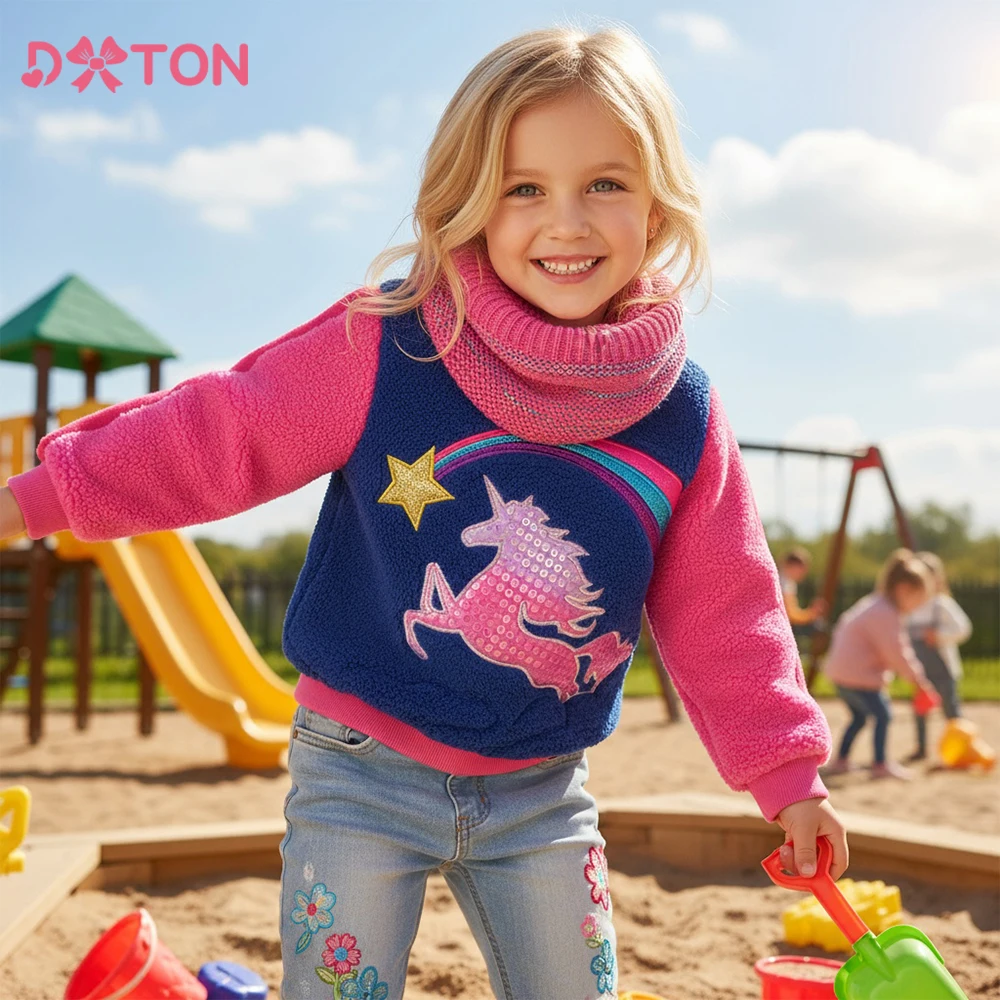 Dxton Sudadera polar gruesa para niña – Cálida prenda invernal