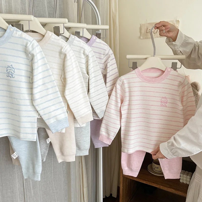 MILANCEL Pijama de algodón a rayas para niños y niñas - imagen 3