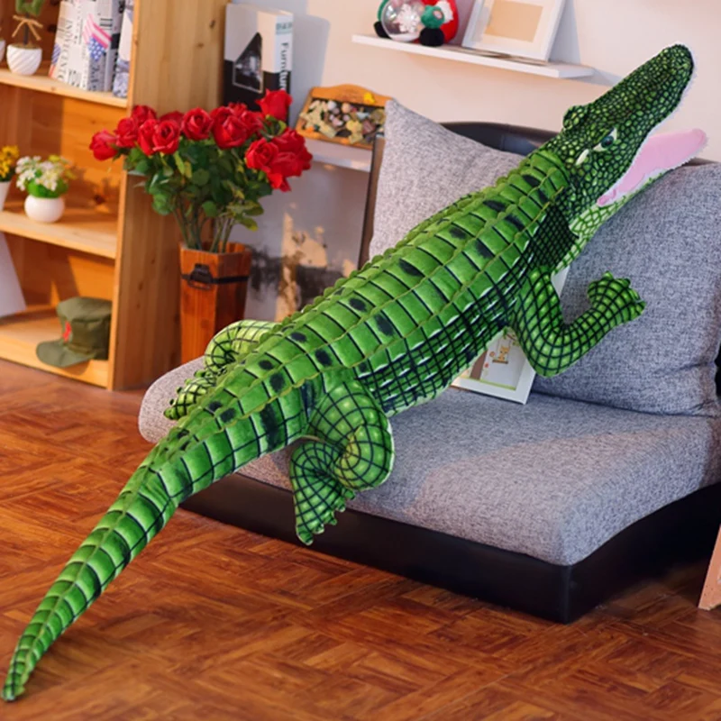 Peluche cocodrilo realista verde gigante, cojín de sofá infantil - imagen 3