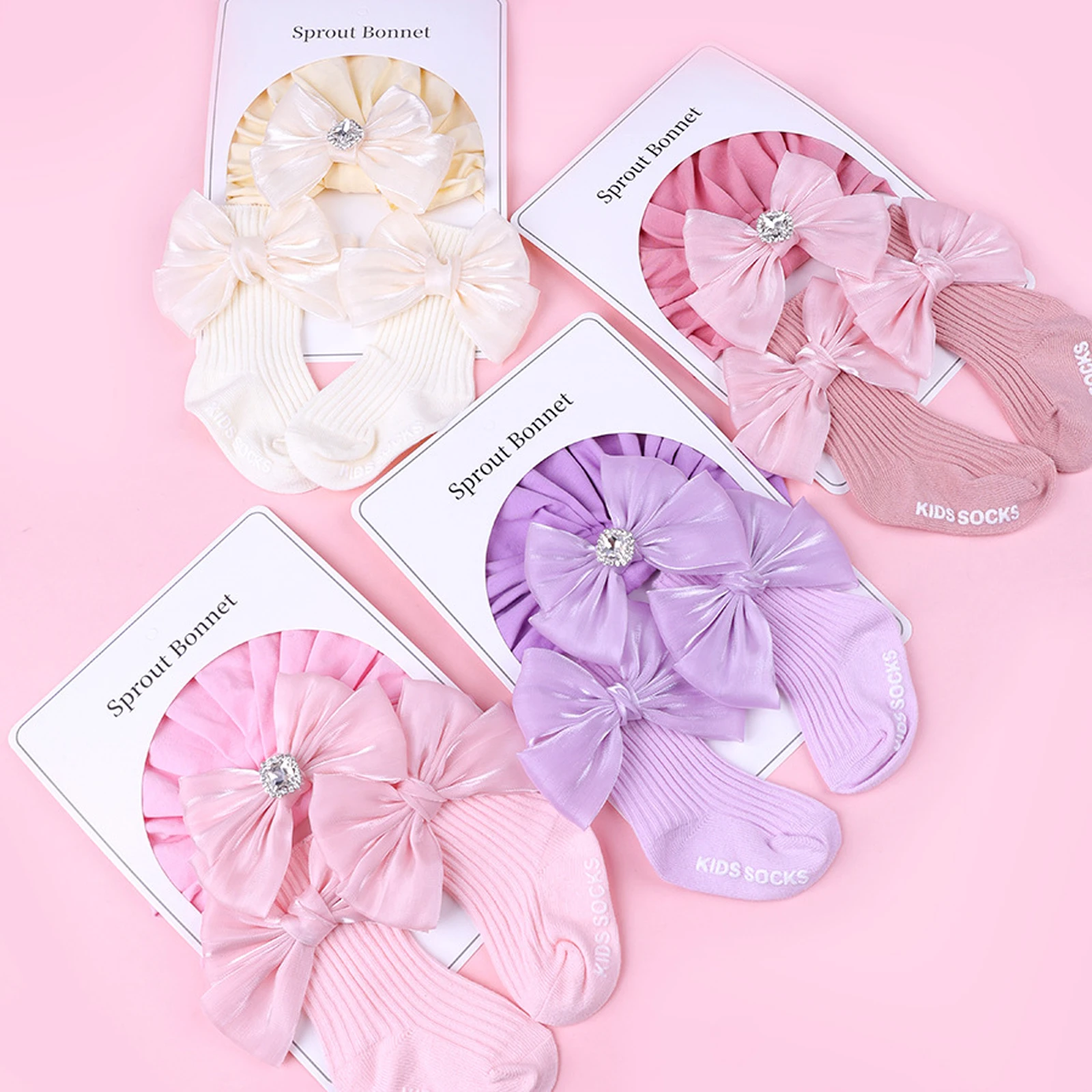 Conjunto de calcetines y gorro turbante para recién nacida - imagen 4