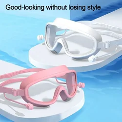 Gafas de natación antivaho montura grande con tapones infantiles