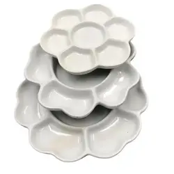 Paleta de pintura cerámica blanca portátil con compartimentos