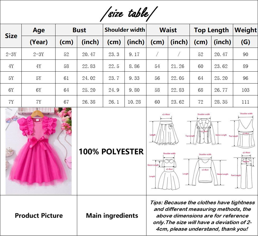 Vestido infantil rojo rosa de manga corta para fiestas de princesas