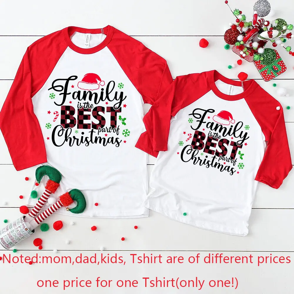 Camisetas navideñas para toda la familia Raglán