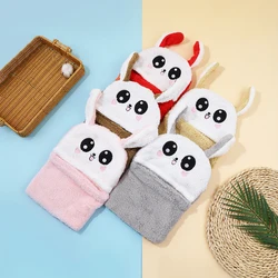 Gorro de terciopelo coral con conejo animado para bebé invierno