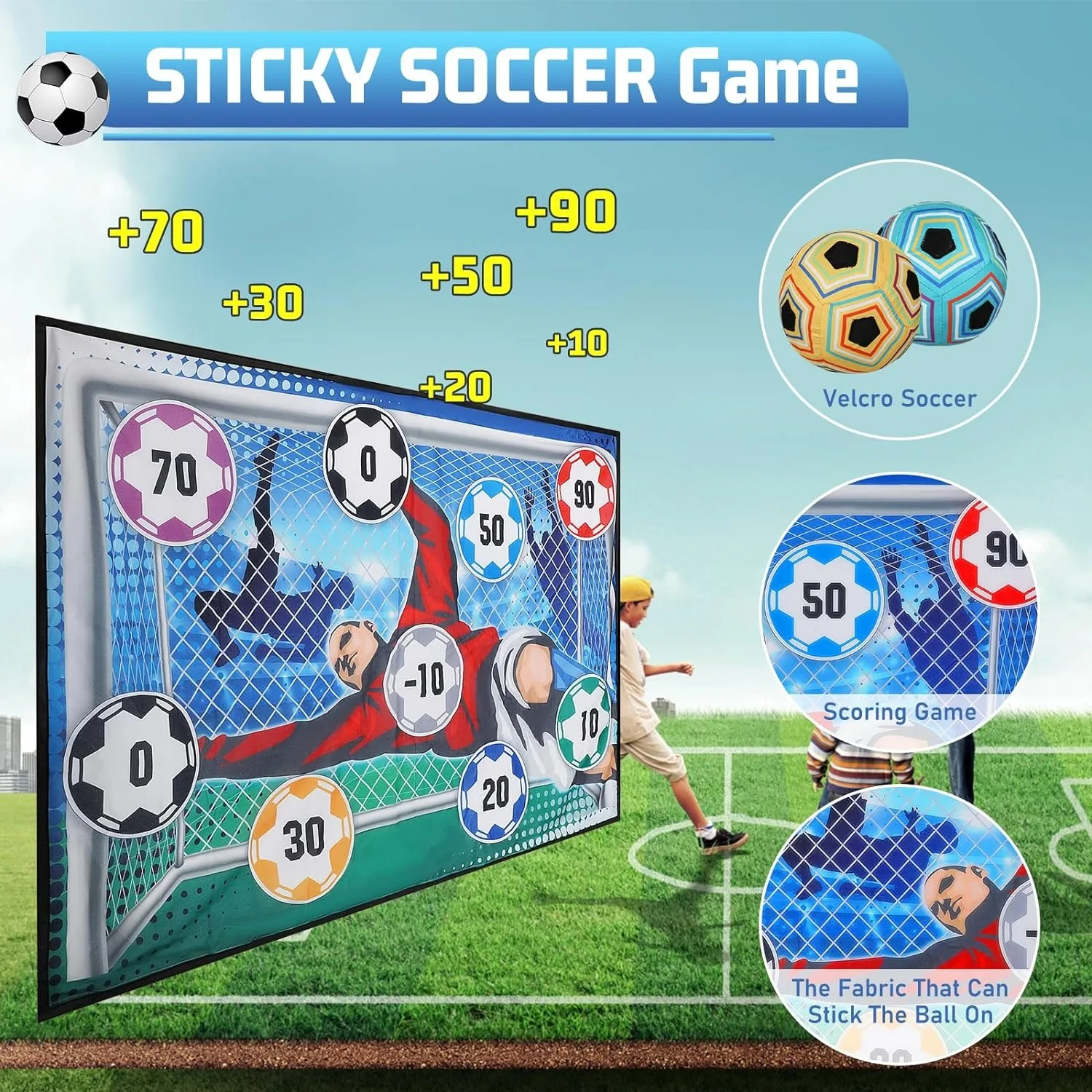 Set de fútbol para niños: balón Velcro y portería plegable infantil - imagen 5