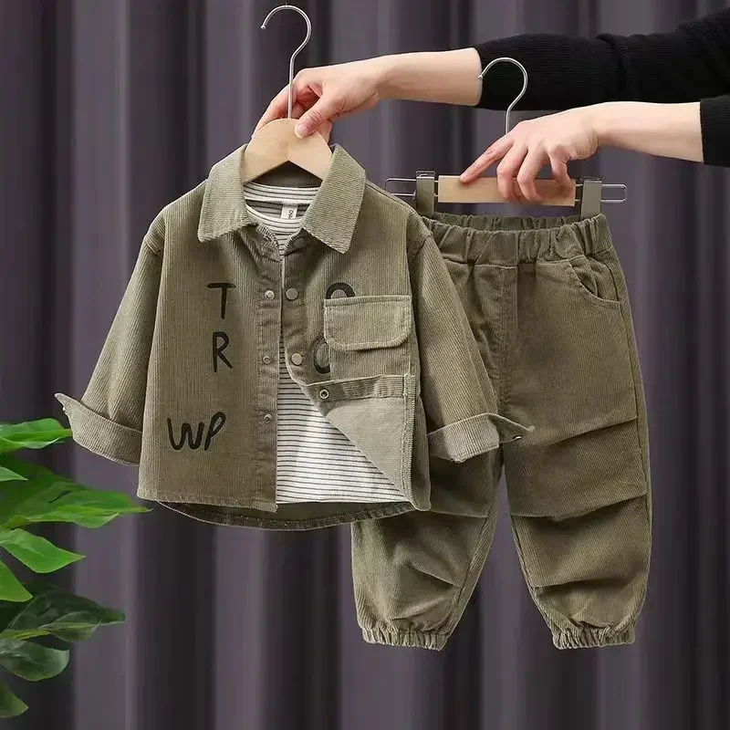 Conjunto de otoño para niño con letras – Manga larga y pantalón - imagen 4
