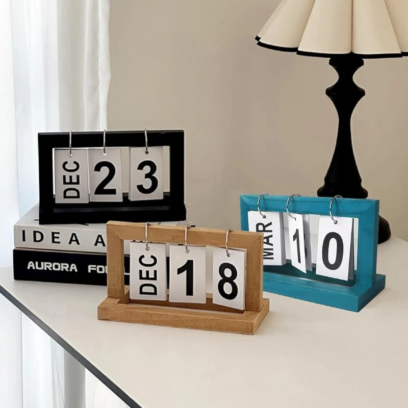 Calendario de escritorio en madera minimalista estilo INS para oficina