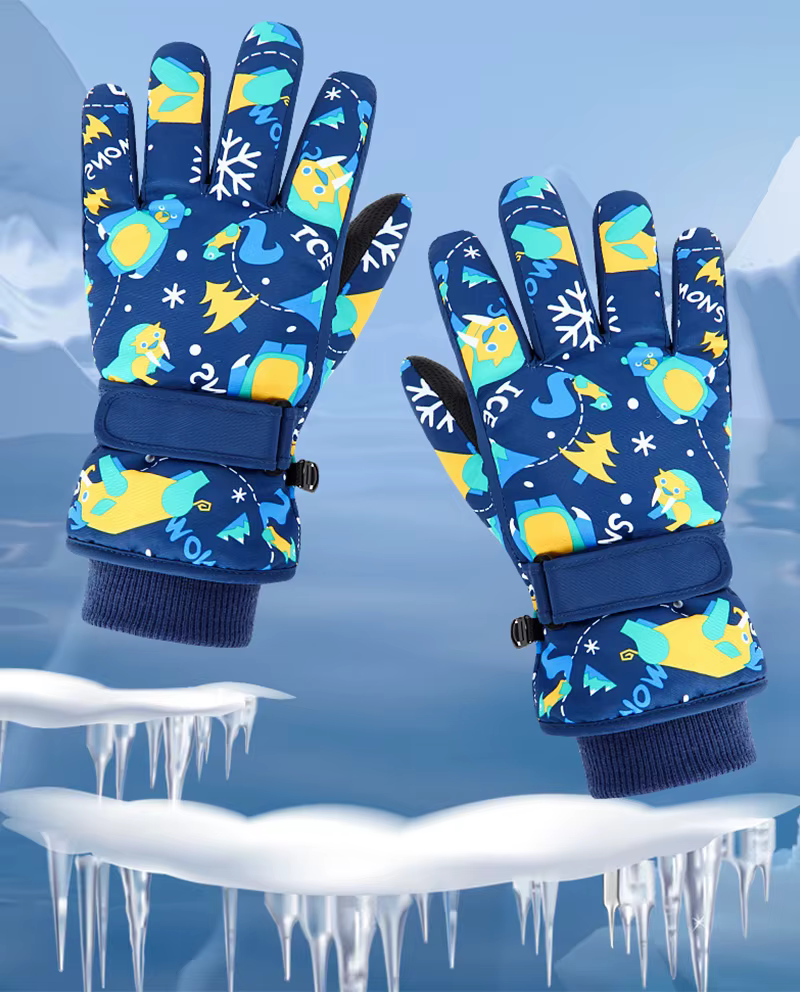 Guantes infantiles de esquí con exterior impermeable y forro polar