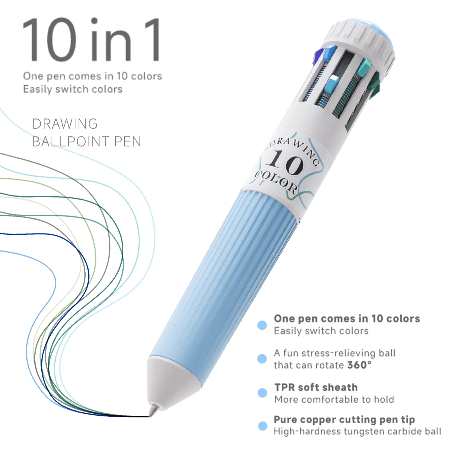 Bolígrafos para niños retráctiles multicolor de punta fina suave - imagen 3