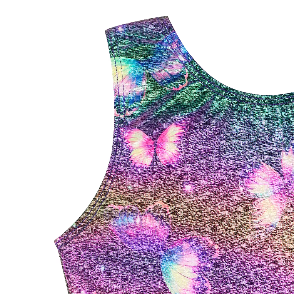 Leotardos de ballet para niñas brillantes con estampado mariposa - imagen 3