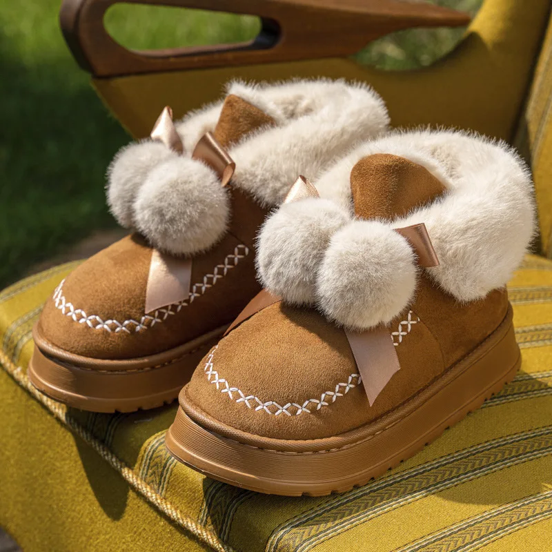 Botas de nieve antideslizantes de felpa para mujer, cortas y cálidas - imagen 2