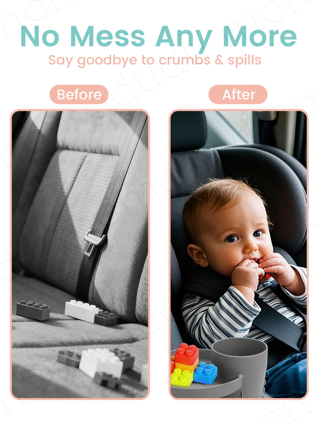 Organizador de asiento coche para bebé con portavasos y bandeja - imagen 3