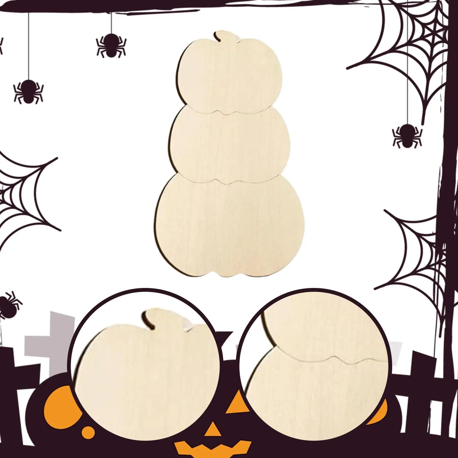 Calabazas de madera recortadas sin terminar para manualidades de otoño - imagen 4