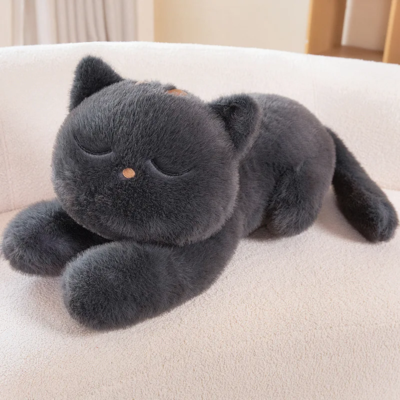 Cojín de felpa de gato negro – Peluche suave para regalar - imagen 3
