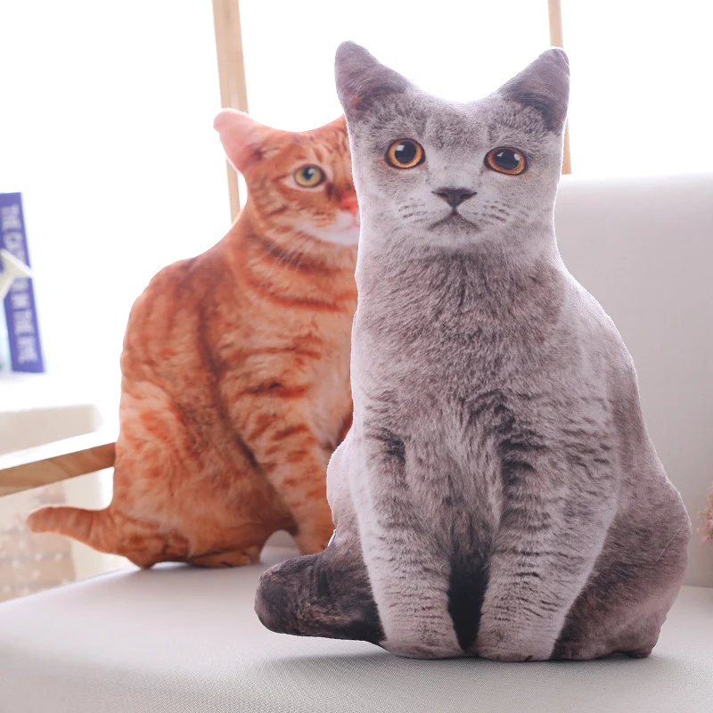 Cojín peluche de gato 3D suave y mullido para niños - imagen 2