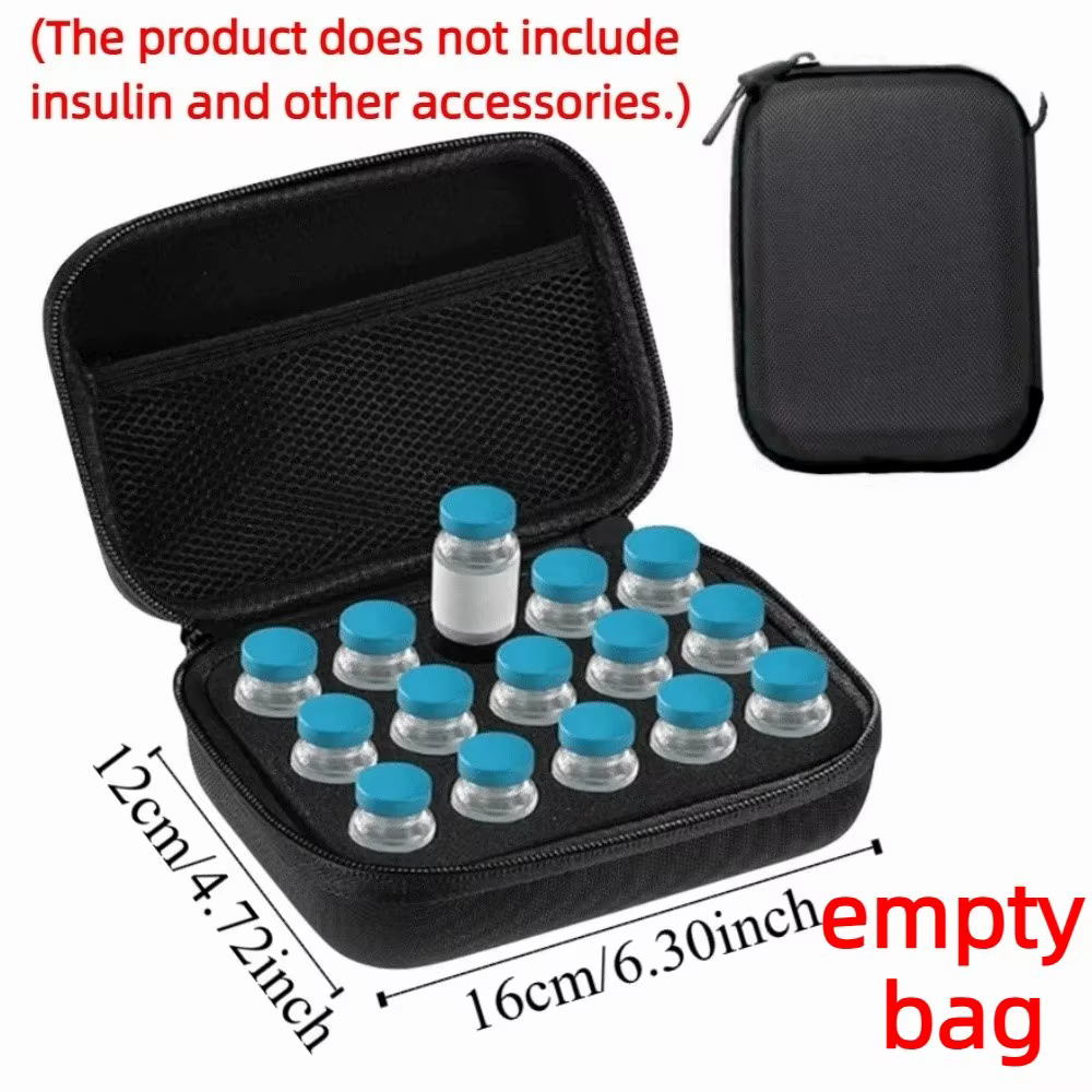 Estuche protector de viales de insulina con 15 compartimentos