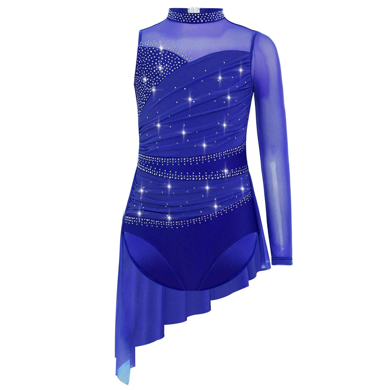 Vestido de ballet con pedrería y falda fruncida para niñas - imagen 3