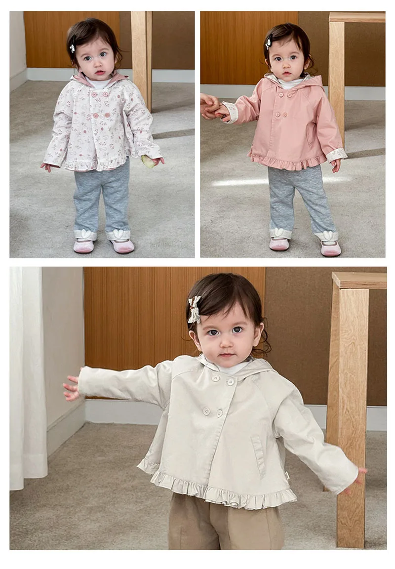 Chaqueta reversible combinada con look casual para niña