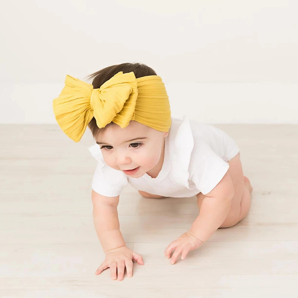 Diadema con lazo para bebé - Turbante elástico de nailon suave - imagen 4