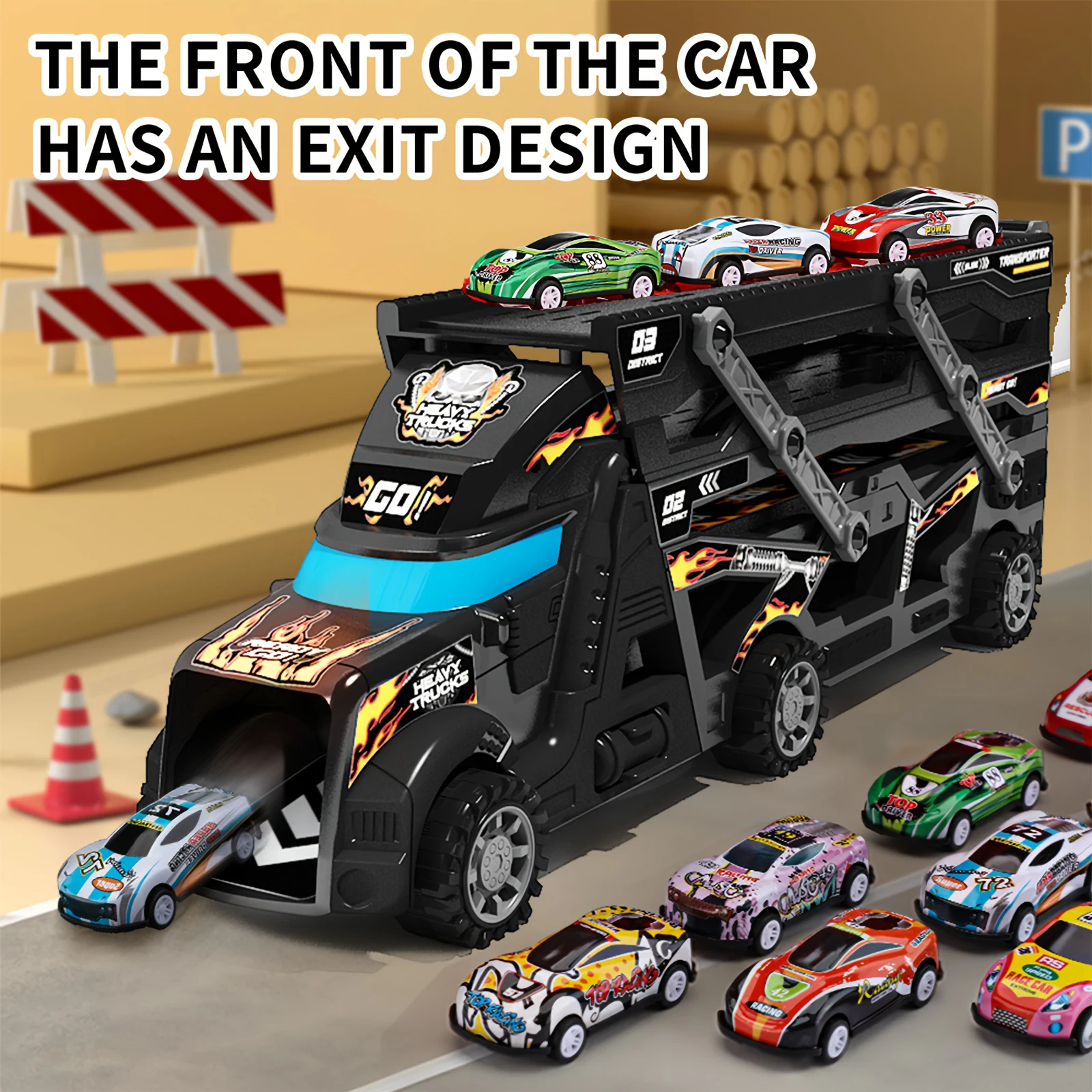 Set completo de camiones lanzadores policiales con mini coches