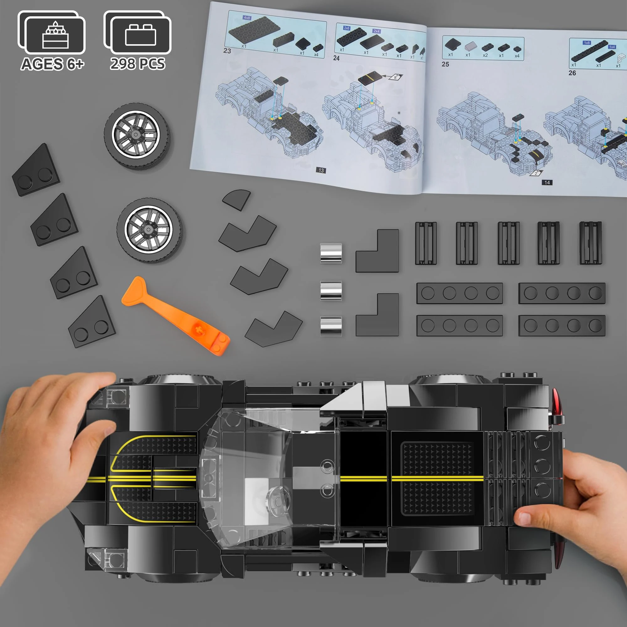 Coche de carreras clásico de bloques de construcción para niños - imagen 5